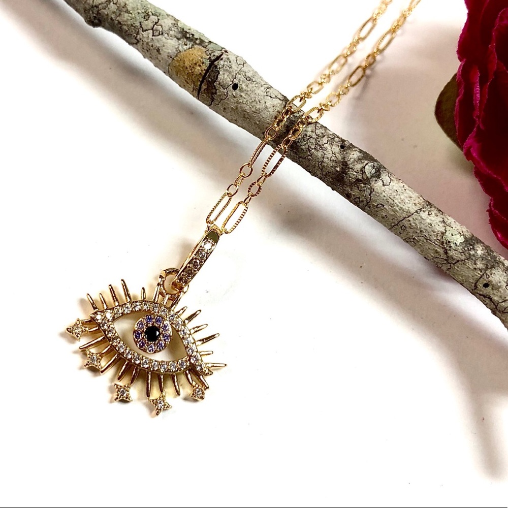 Evil Eye Necklace, Hamsa, Protection, Minimalist